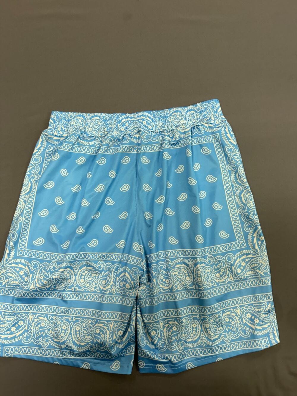 Men's XL Blue Bandana Paisley Shorts Relaxed Fit Casual polyester